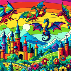 Rainbow Dragon Kingdom - DIY Painting By Numbers Kit