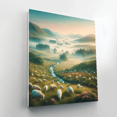 Serene Highland Meadow with Grazing Sheep - DIY Painting By Numbers Kit