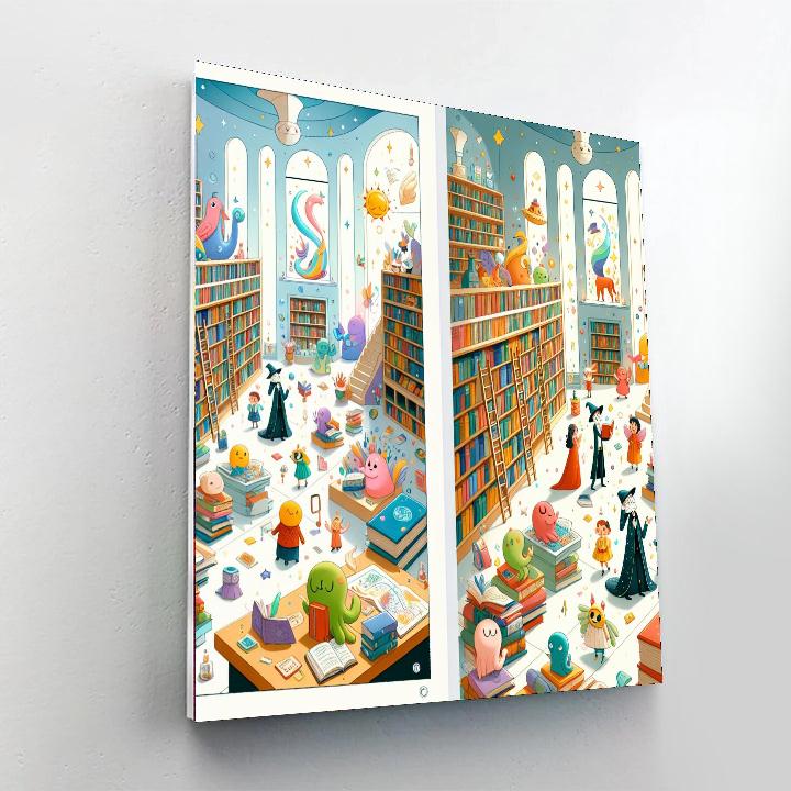 Whimsical Storybook Library - DIY Painting By Numbers Kit