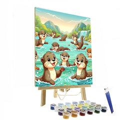 Cheerful Otters' River Adventure - DIY Painting By Numbers Kit