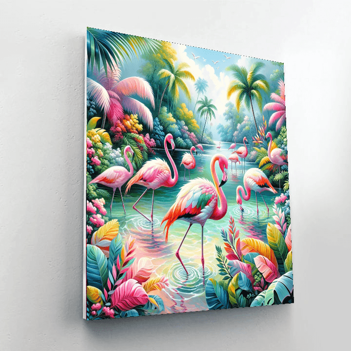 Exotic Flamingo Paradise - DIY Painting By Numbers Kit