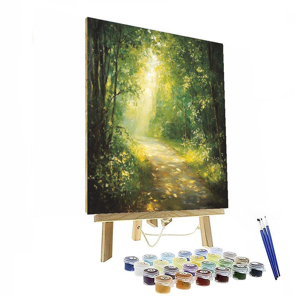 Claude Monet Inspired Glimmering Forest Path - DIY Painting By Numbers Kit