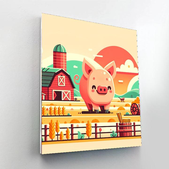 Jolly Farm Pig - DIY Painting By Numbers Kit