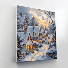 Kinkade Inspired Illuminated Winter Wonderland - DIY Painting By Numbers Kit