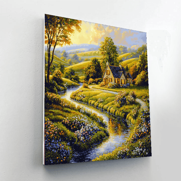 Kinkade Inspired Rustic Reflections - DIY Painting By Numbers Kit