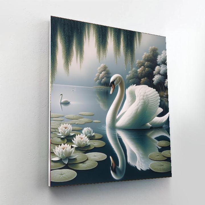 Elegant Swan Lake Reflection - DIY Painting By Numbers Kit