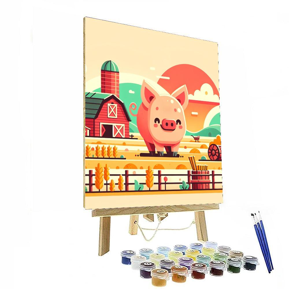 Jolly Farm Pig - DIY Painting By Numbers Kit