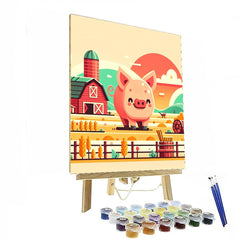 Jolly Farm Pig - DIY Painting By Numbers Kit