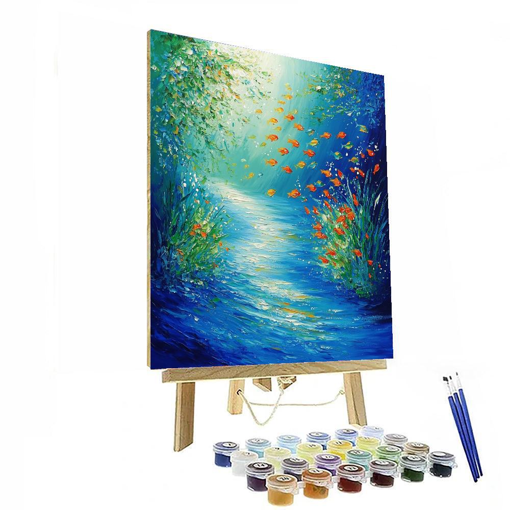 Claude Monet Inspired Enchanting Underwater Scene - DIY Painting By Numbers Kit