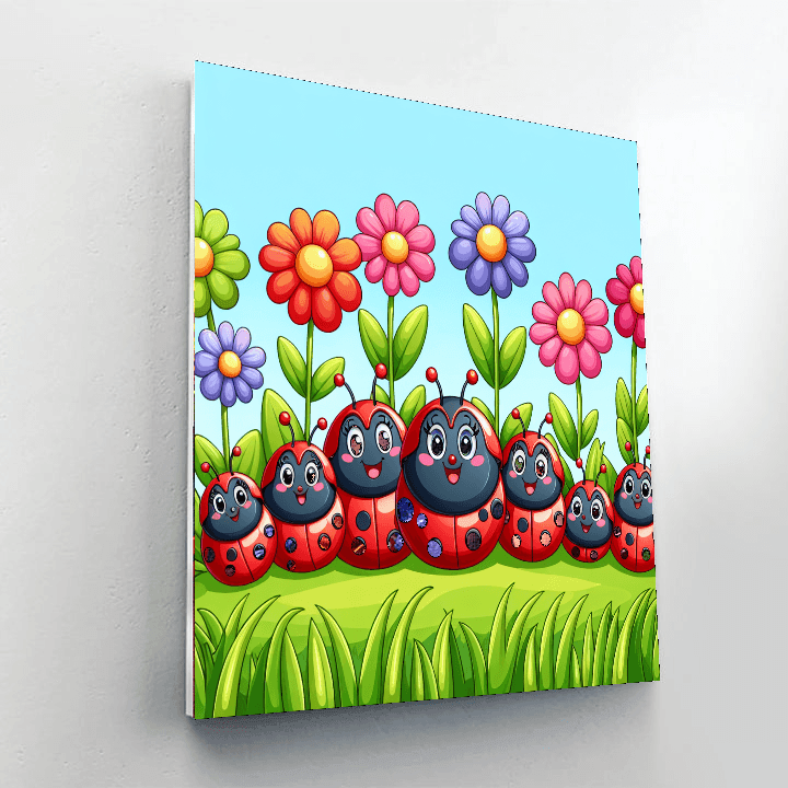 Cheerful Ladybug Family - DIY Painting By Numbers Kit