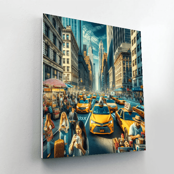 Bustling New York Street Scene - DIY Painting By Numbers Kit
