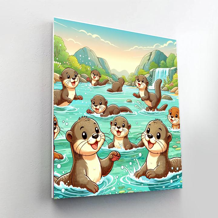 Cheerful Otters' River Adventure - DIY Painting By Numbers Kit
