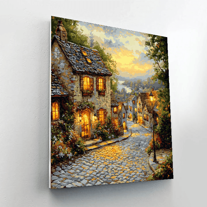 Kinkade Inspired Historical Streetscape - DIY Painting By Numbers Kit