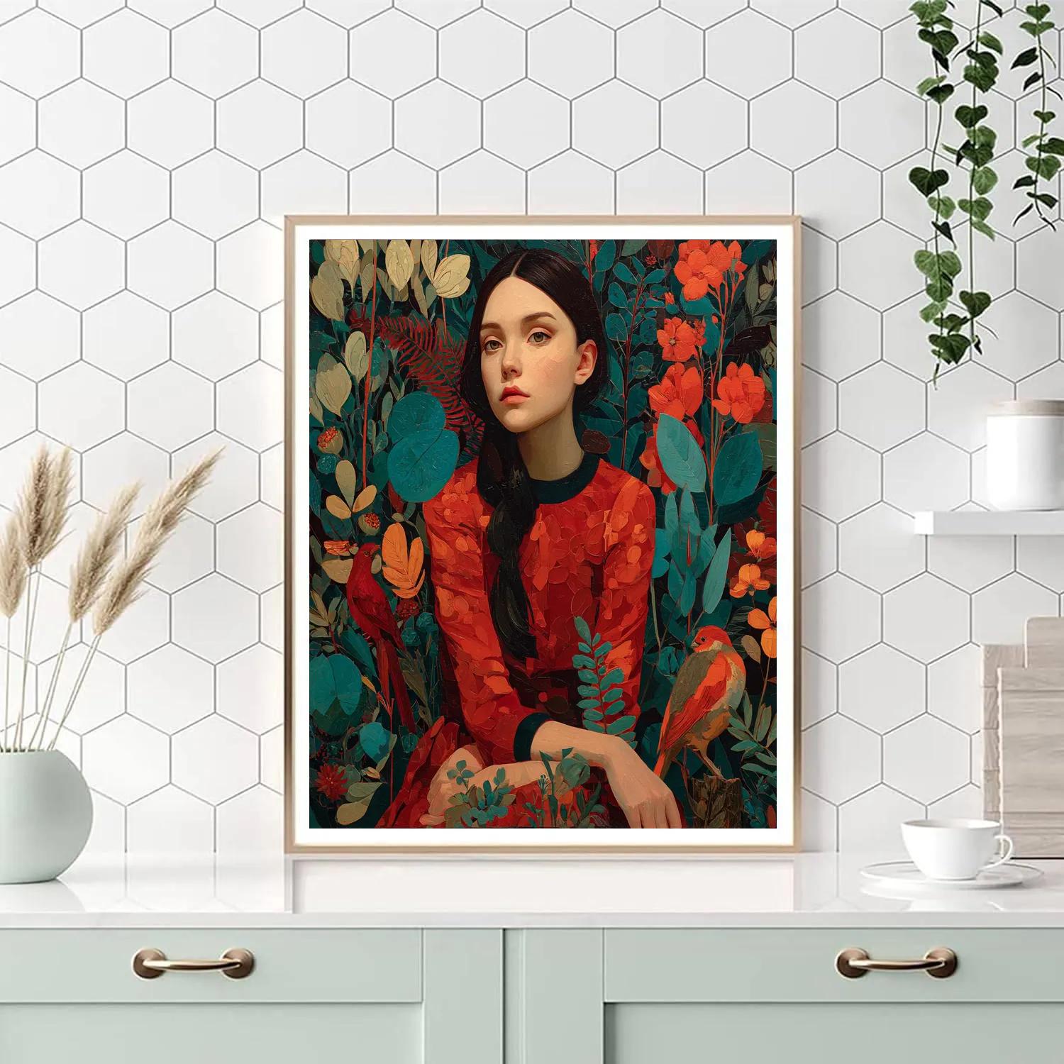 Frida Kahlo Inspired Self Portrait Garden - DIY Painting By Numbers Kit