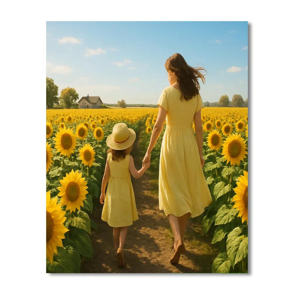 Field of Sunflowers Hold Hands - DIY Painting By Numbers Kit