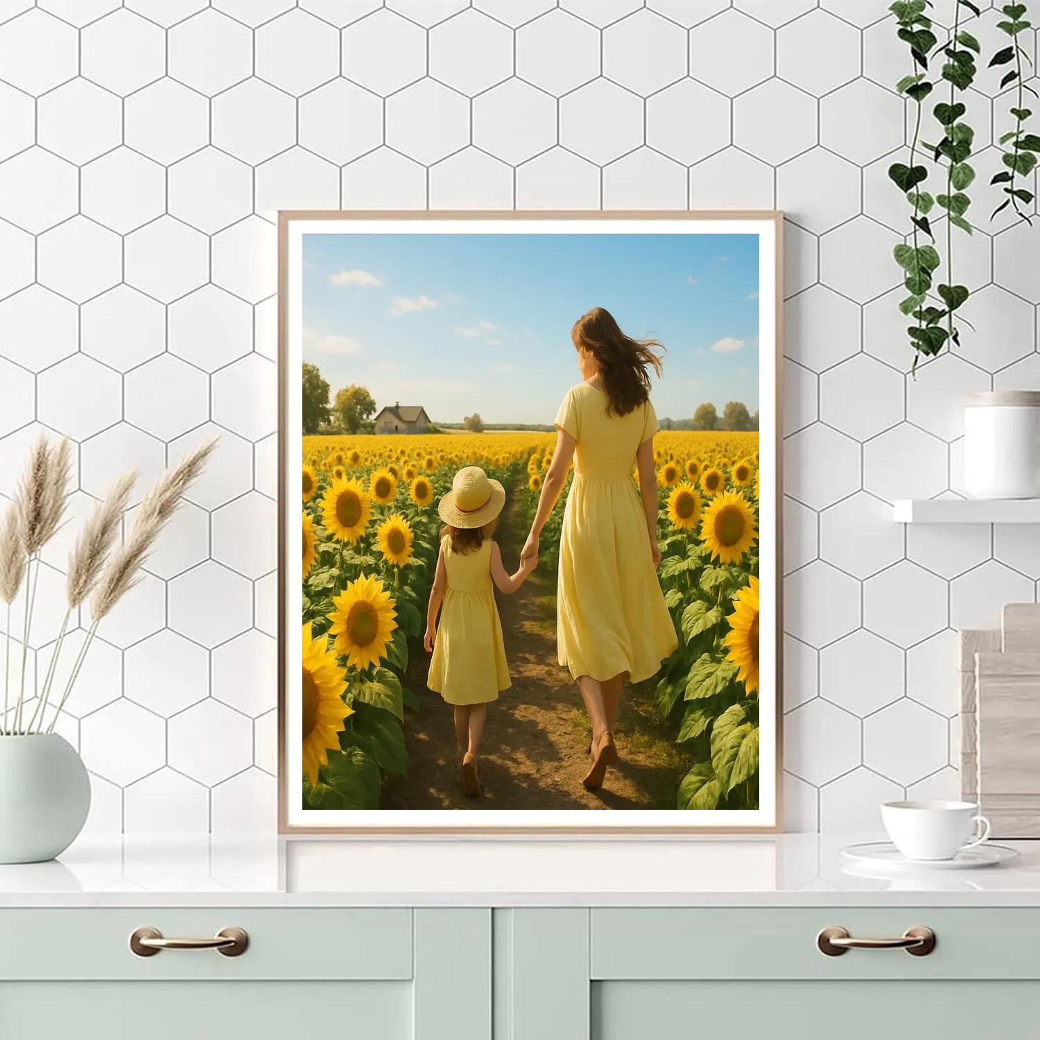 Field of Sunflowers Hold Hands - DIY Painting By Numbers Kit