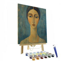Amedeo Modigliani Inspired Stylized Portrait of Woman - DIY Painting By Numbers Kit