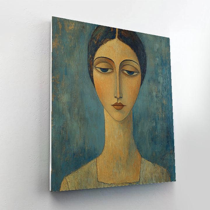 Amedeo Modigliani Inspired Stylized Portrait of Woman - DIY Painting By Numbers Kit