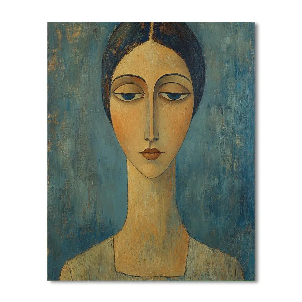 Amedeo Modigliani Inspired Stylized Portrait of Woman - DIY Painting By Numbers Kit