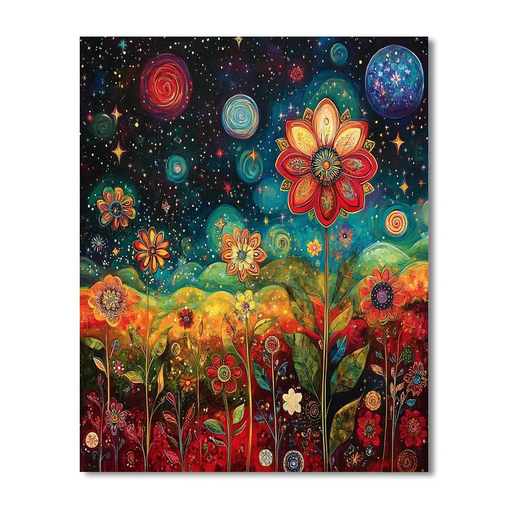 Frida Kahlo Inspired Cosmic Flora Symphony - DIY Painting By Numbers Kit