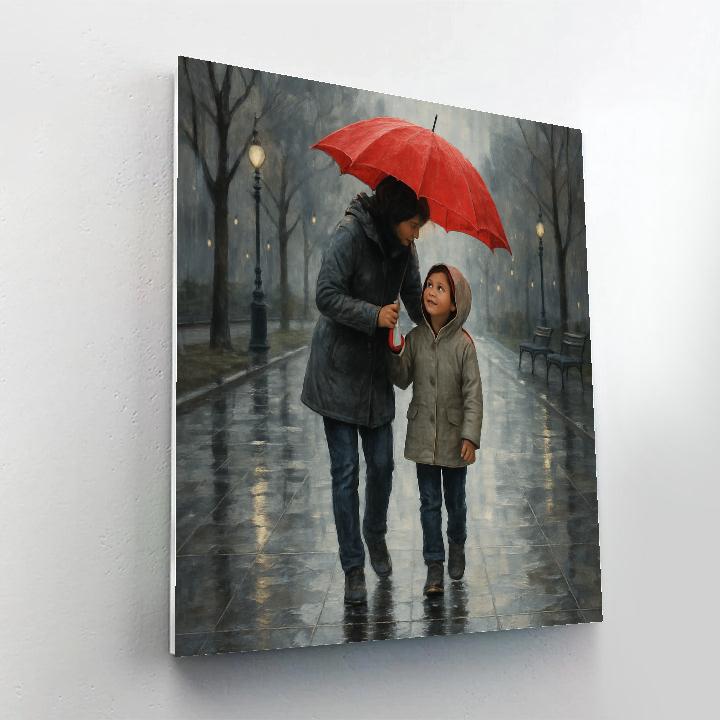 Rainy Day Shared Umbrella - DIY Painting By Numbers Kit