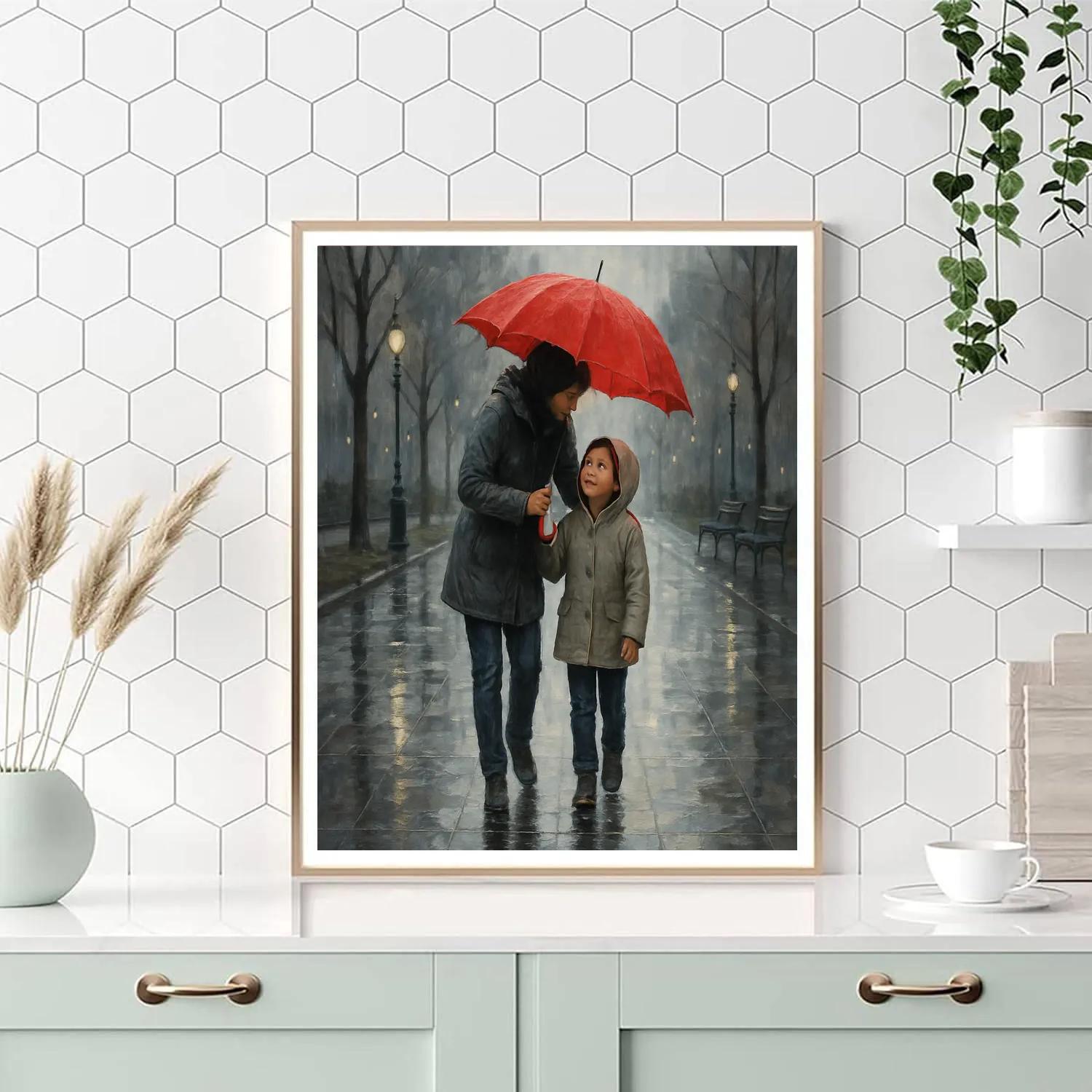 Rainy Day Shared Umbrella - DIY Painting By Numbers Kit