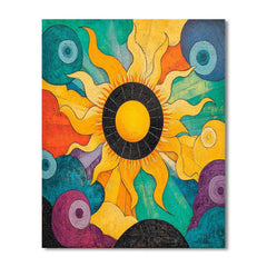 Norval Morrisseau Inspired Sky and Sun in Cosmic Dance - DIY Painting By Numbers Kit