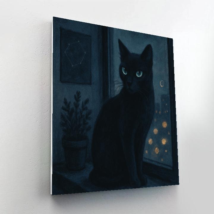 Black cat Nocturne Watch - DIY Painting By Numbers Kit