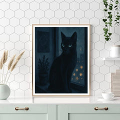 Black cat Nocturne Watch - DIY Painting By Numbers Kit