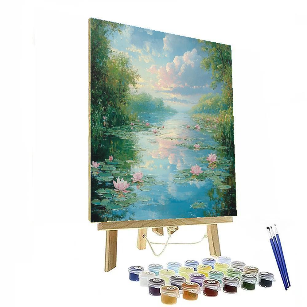 Claude Monet Inspired Serene Lotus Pond - DIY Painting By Numbers Kit