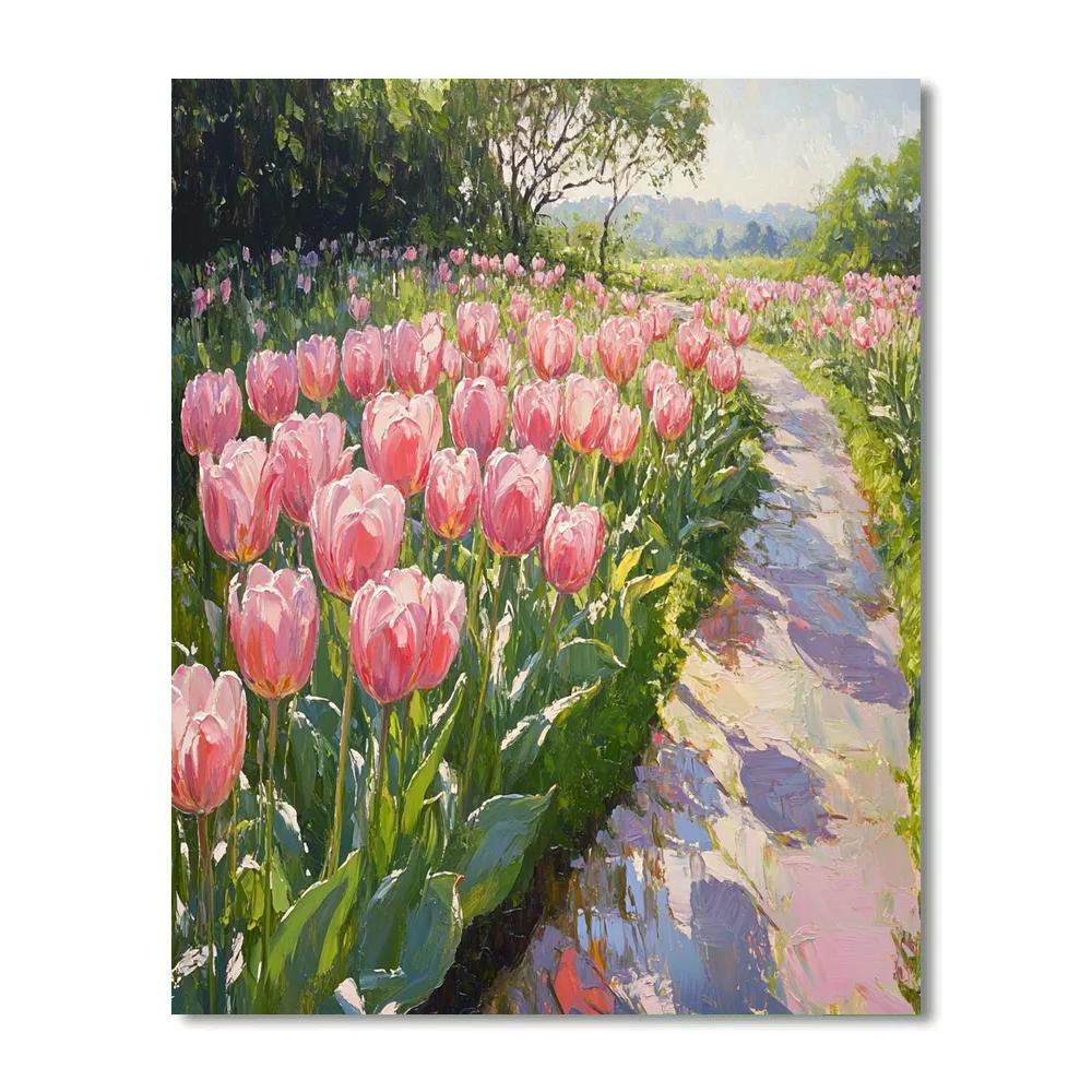 Monet Inspired Tulip Garden - DIY Painting By Numbers Kit