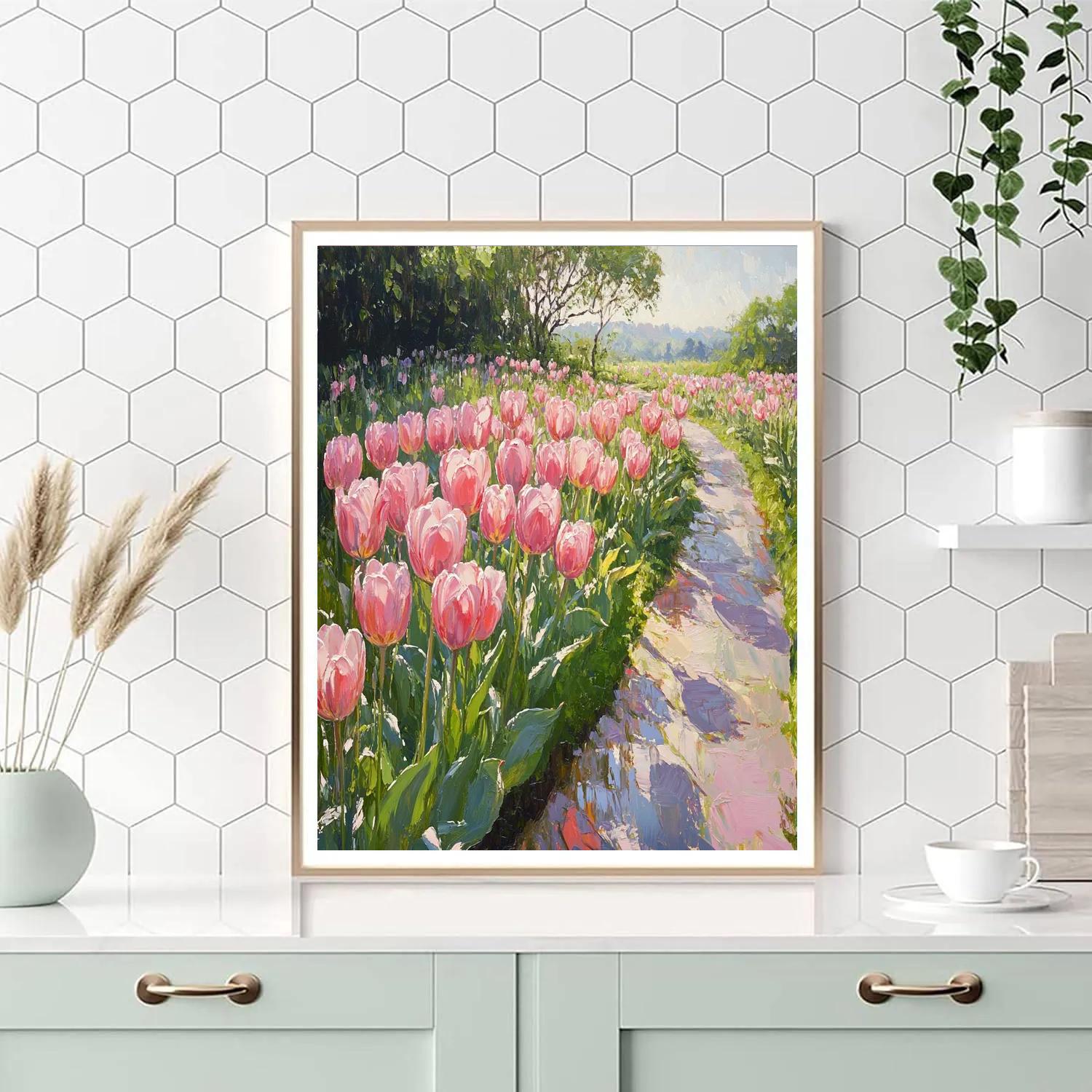Monet Inspired Tulip Garden - DIY Painting By Numbers Kit