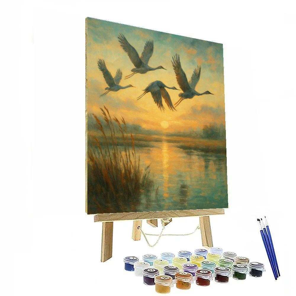 Crane Sunrise Passage - DIY Painting By Numbers Kit