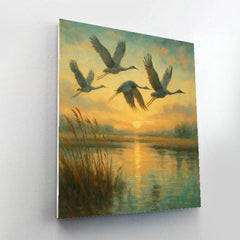 Crane Sunrise Passage - DIY Painting By Numbers Kit