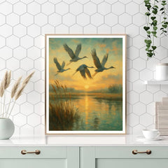 Crane Sunrise Passage - DIY Painting By Numbers Kit