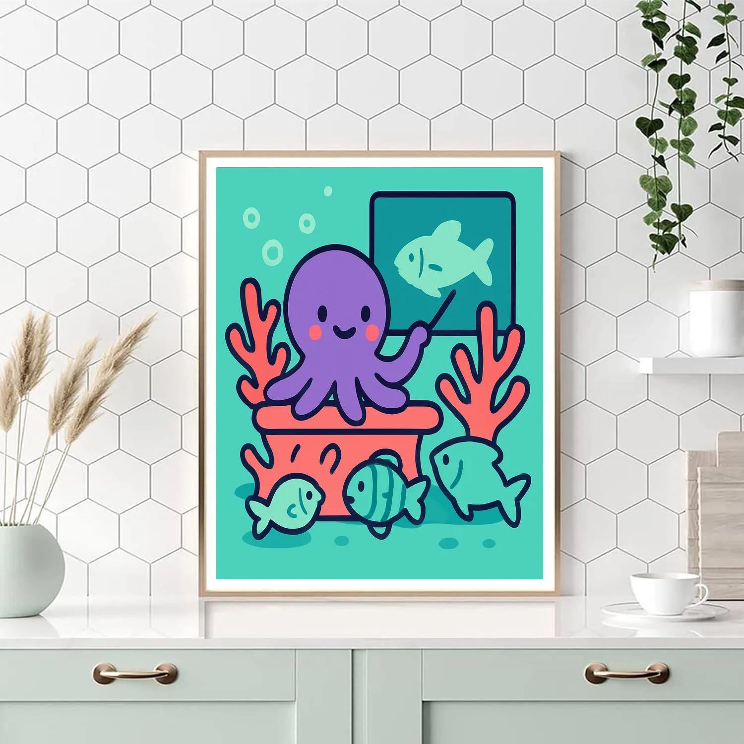 Octopus in Coral Classroom - DIY Painting By Numbers Kit