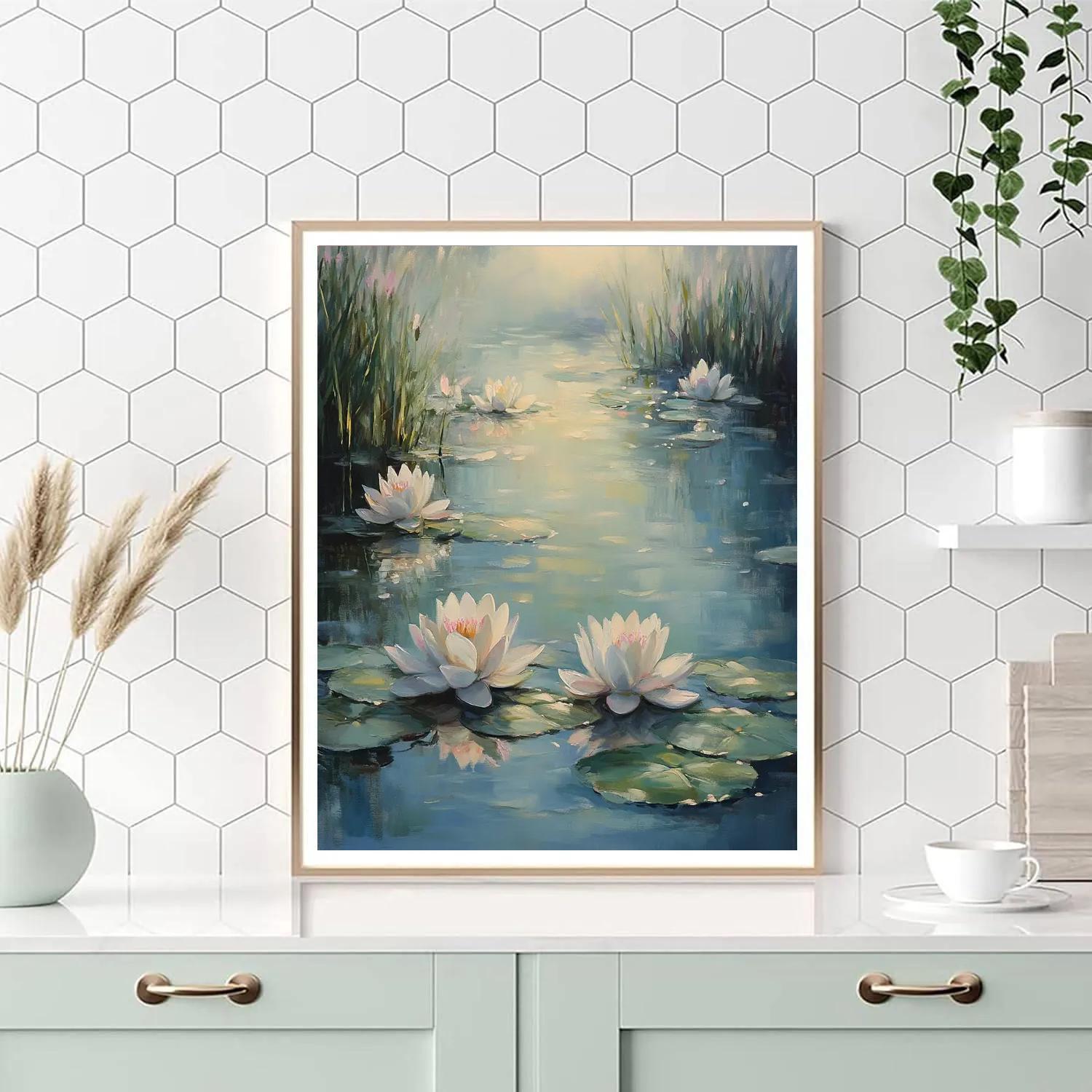 Claude Monet Inspired Misty Waterlilies Reflection - DIY Painting By Numbers Kit