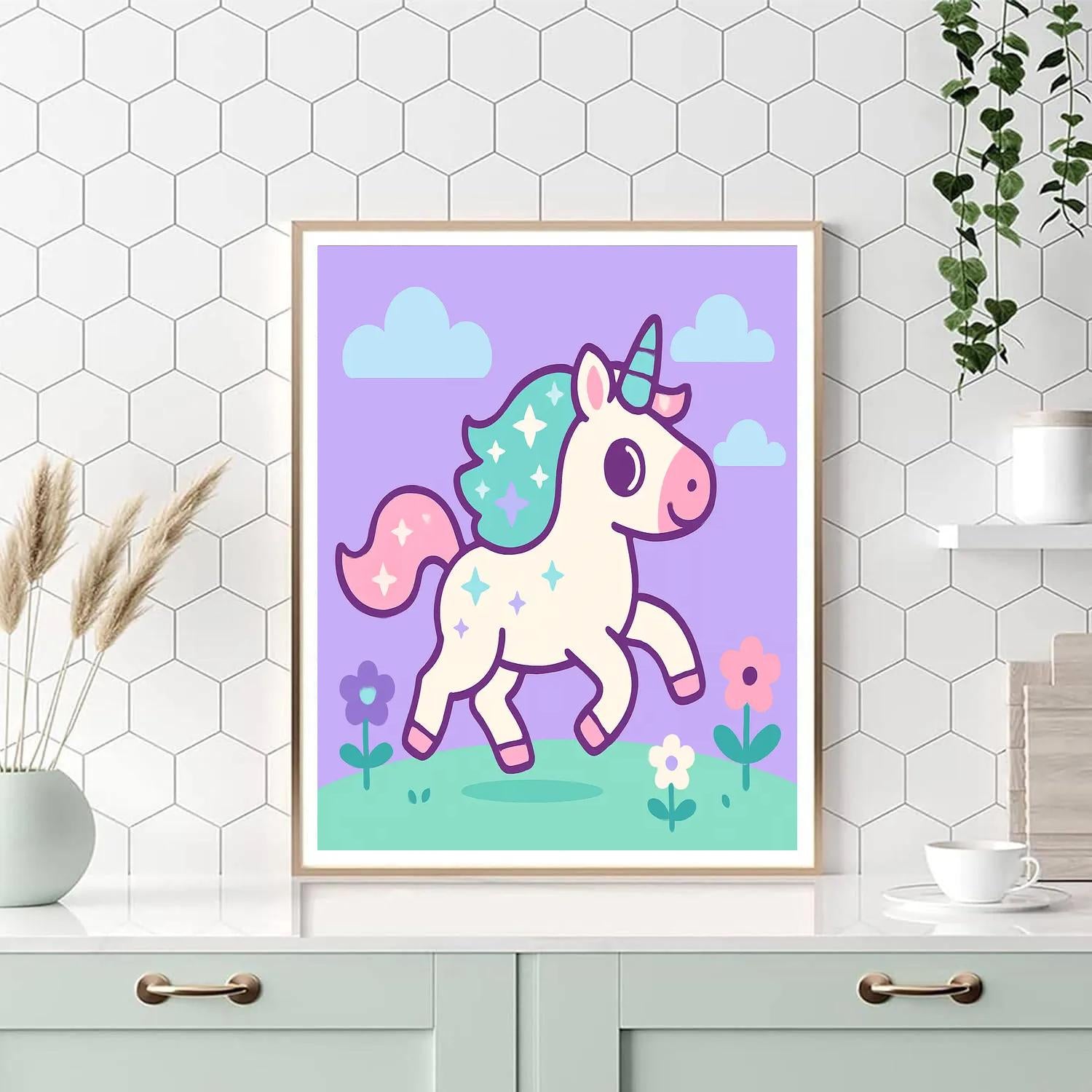 Magic Meadow Unicorn with Stars - DIY Painting By Numbers Kit