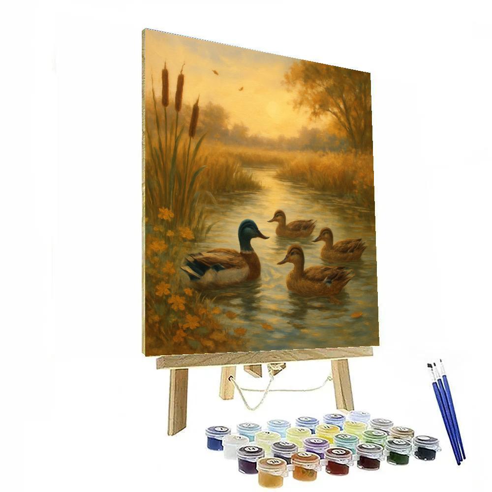 Ducks on Golden Pond Trail - DIY Painting By Numbers Kit