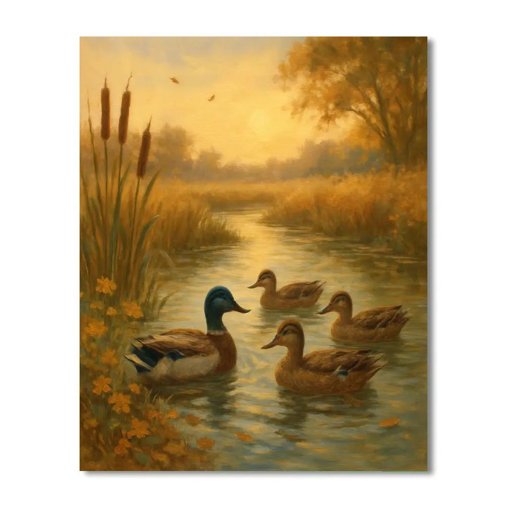 Ducks on Golden Pond Trail - DIY Painting By Numbers Kit