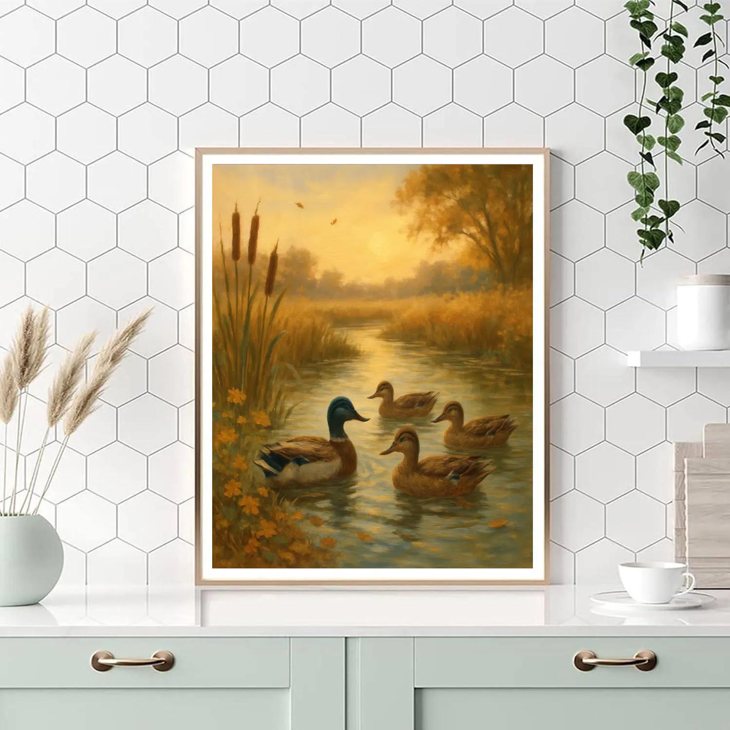Ducks on Golden Pond Trail - DIY Painting By Numbers Kit