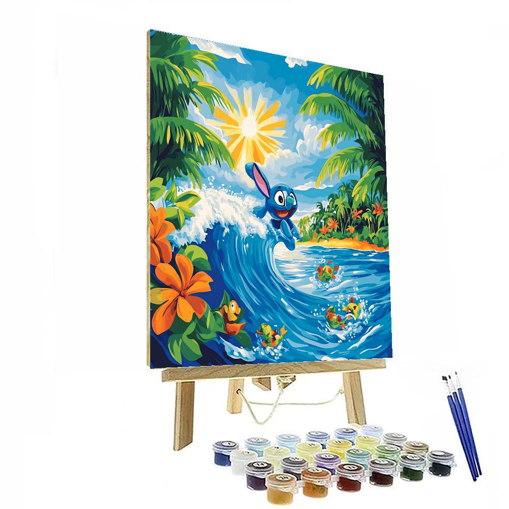 Stitchs Hawaiian Surf Adventure - DIY Painting By Numbers Kit