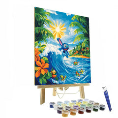 Stitchs Hawaiian Surf Adventure - DIY Painting By Numbers Kit