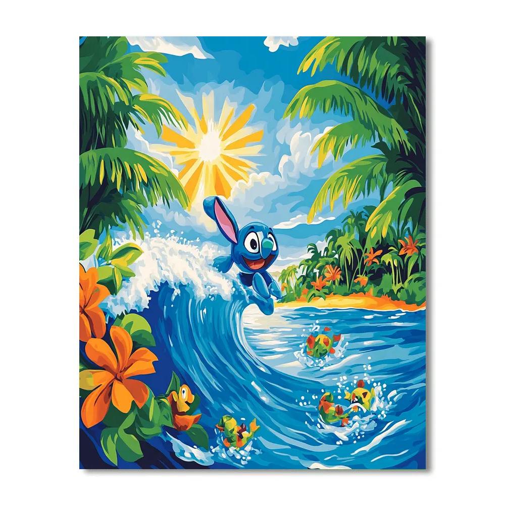 Stitchs Hawaiian Surf Adventure - DIY Painting By Numbers Kit