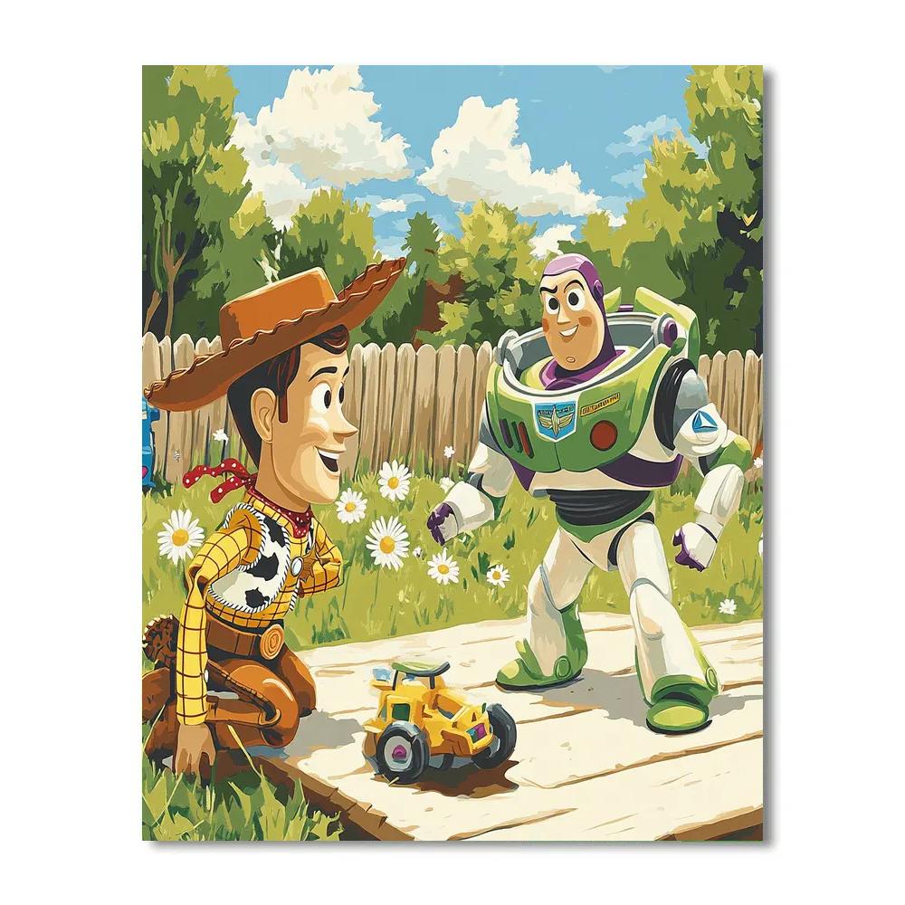 Woody and Buzz Backyard Rescue Disney Inspired - DIY Painting By Numbers Kit