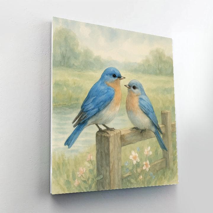Bluebird Fence Harmony - DIY Painting By Numbers Kit