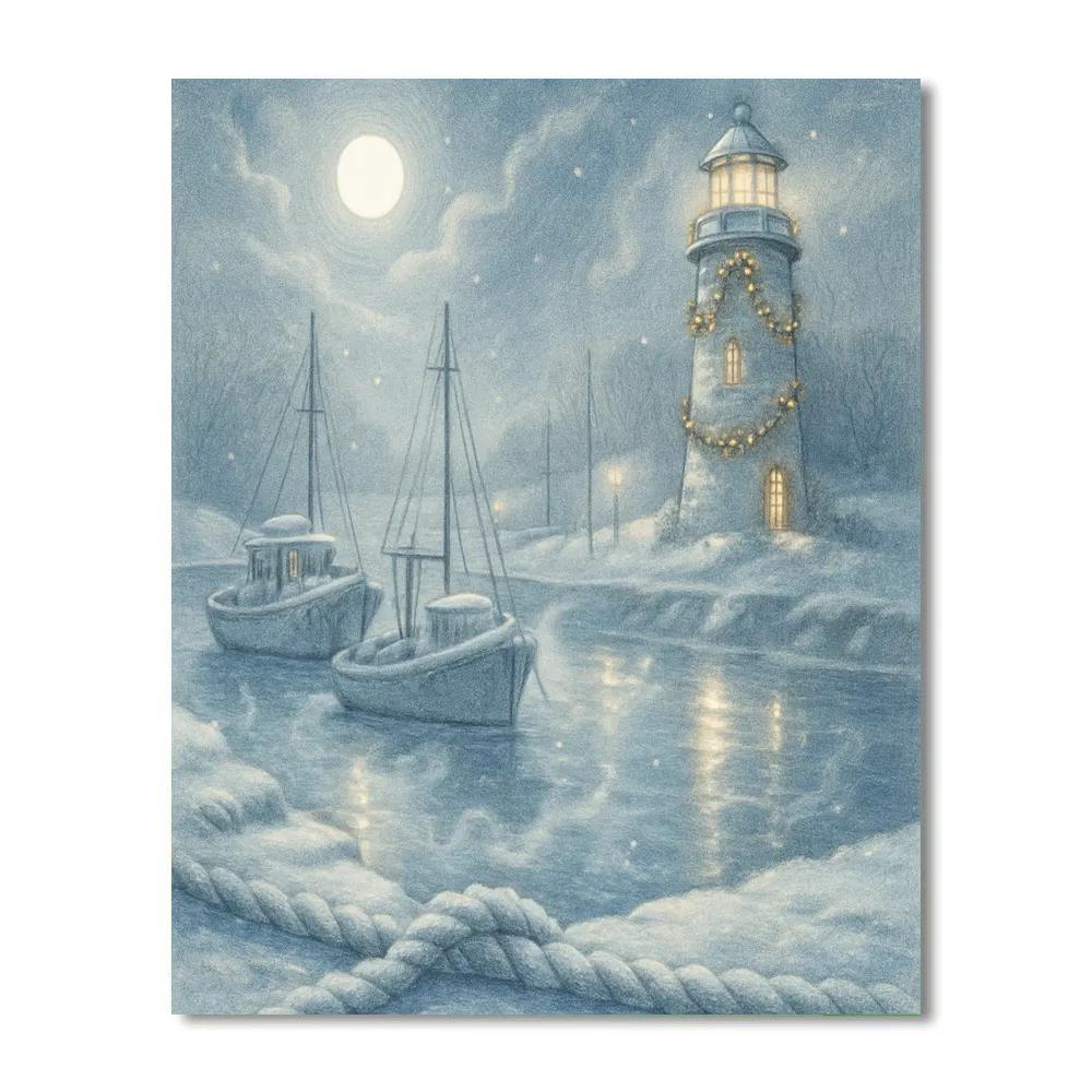 Fishermans Frosty Harbor - DIY Painting By Numbers Kit
