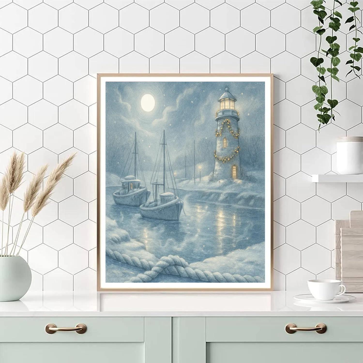 Fishermans Frosty Harbor - DIY Painting By Numbers Kit