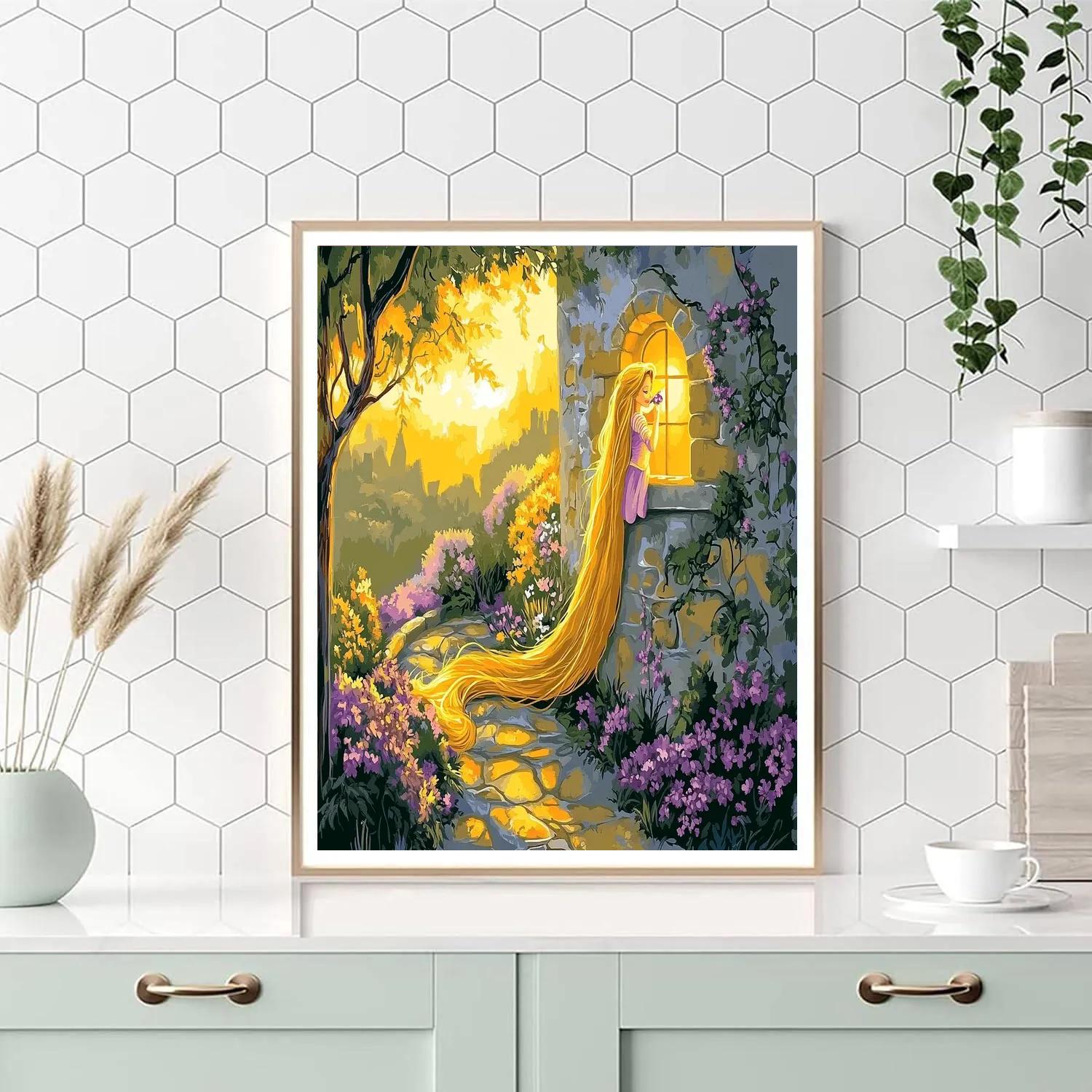 Rapunzel Tower Garden Disney Inspired - DIY Painting By Numbers Kit