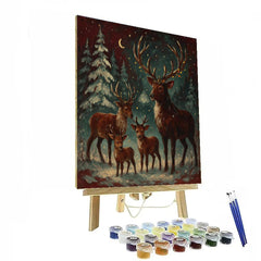 Reindeer Meadow Gathering - DIY Painting By Numbers Kit